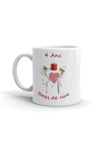 Tasse-Mug Cadeau Anniversaire 4 Ans De Mariage Noce De Cire Original ...