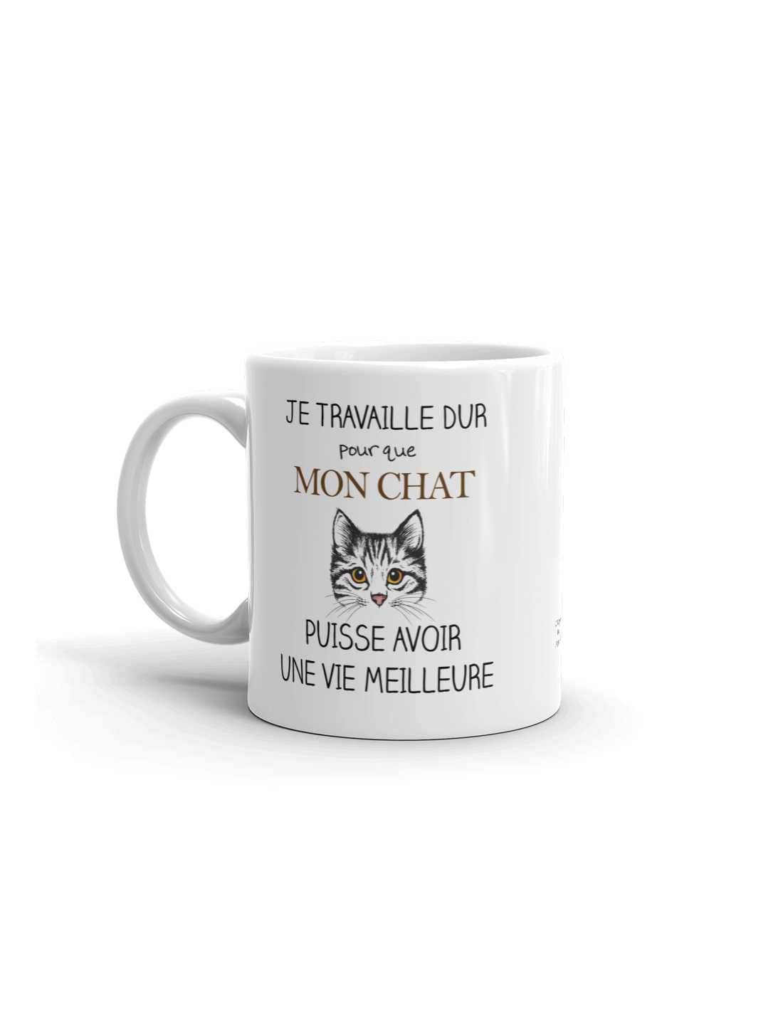 Tasse Mug Cadeau Chat- Je Travaille dur pour que Mon Chat puisse