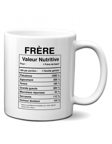 Tasse-Mug Cadeau Frère -Étiquette Valeur Nutritive Exceptionnelle