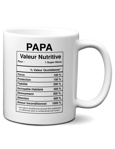 Tasse-Mug Cadeau Papa -Étiquette Valeur Nutritive Exceptionnelle- Idée Cadeau Humour Papa Original Anniversaire Fête de Pères 