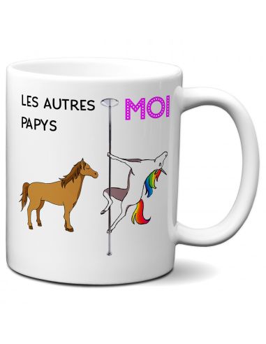 Tasse-Mug Cadeau Papy - Les autres Papys Licorne -- Idée Originale Humour Personnalisé Anniversaire Fête des Grands Pères Noël 