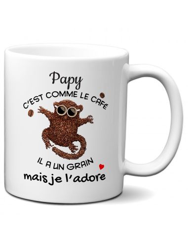 Tasse-Mug Cadeau Papy c'est comme le Café Humour Personnalisé Anniversaire Fête des Grands Pères Noël 