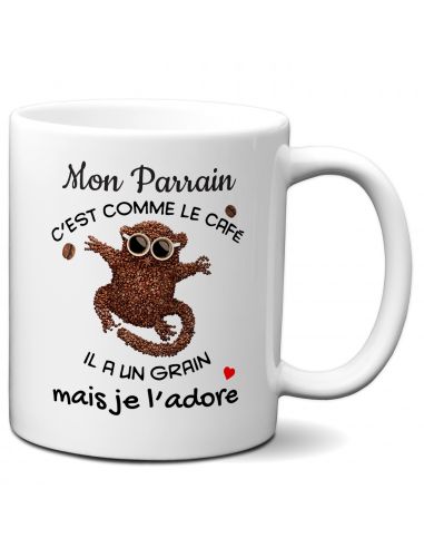 Tasse Mug - Mon Parrain C'est Comme le Café - Idée Cadeau Original Baptême Parrain Anniversaire