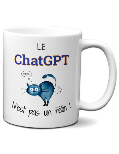 Tasse-Mug Cadeau Chat Humour Intelligence Artificielle - Le Chat GPT n'est pas un Félin - Original Amusant Marrant Rigolo Annive