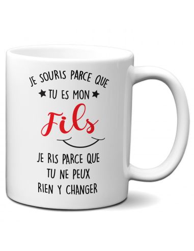 Tasse Mug Cadeau Fils Anniversaire - Je Souris Je Ris - Idée Originale Personnalisé