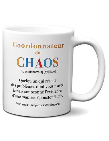 Tasse-Mug Cadeau Collègue - Coordonnateur du Chaos -Entreprise Ami Travail Nouveau Job